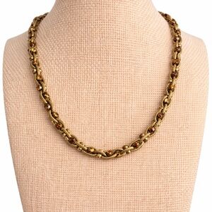 Lia Sophia Gold Tone Rope Chain Necklace w Amber Rhinestones